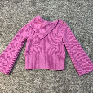 Simkhai Women’s Pink Ribbed Button-Neck Sweater Size S